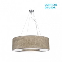 Distribuidor - Lâmpadas Diversas | Colgantes Moderno | COLGANTE MEDIANO HAITI 4XE27 CROMO/MADERA GRIS REGX65X65 CM Ref: 051996583